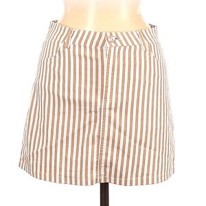 Tan & white stripe mini skirt
